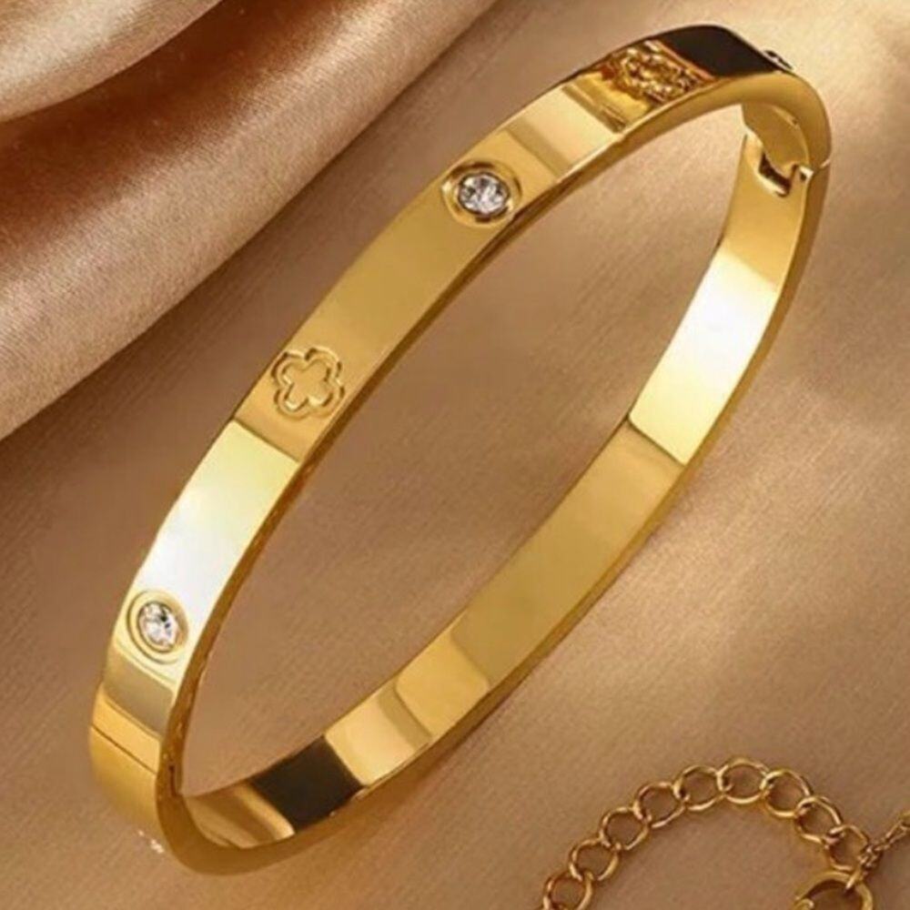 Gold Plated Bracelet with Crystal Accents - Picture 7 of 10